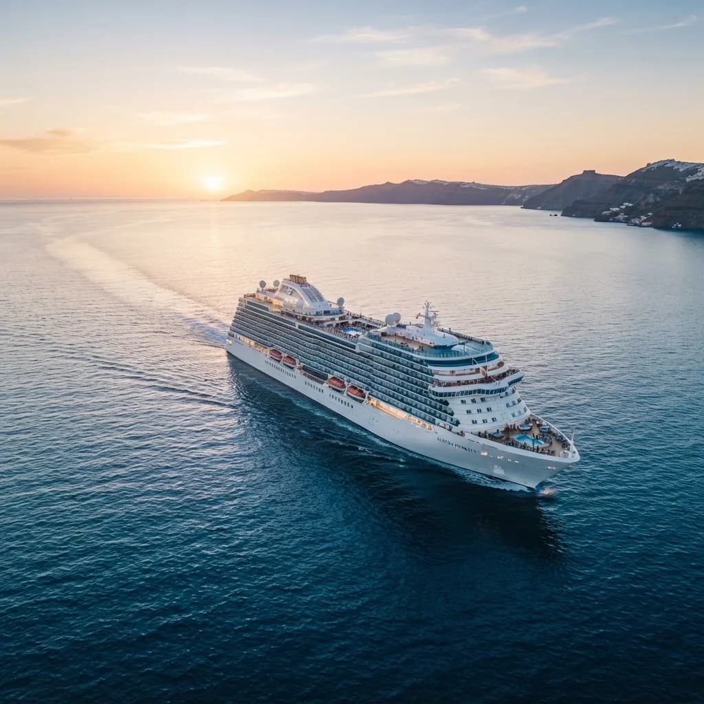 Crucero gigante de lujo navegando por el mar